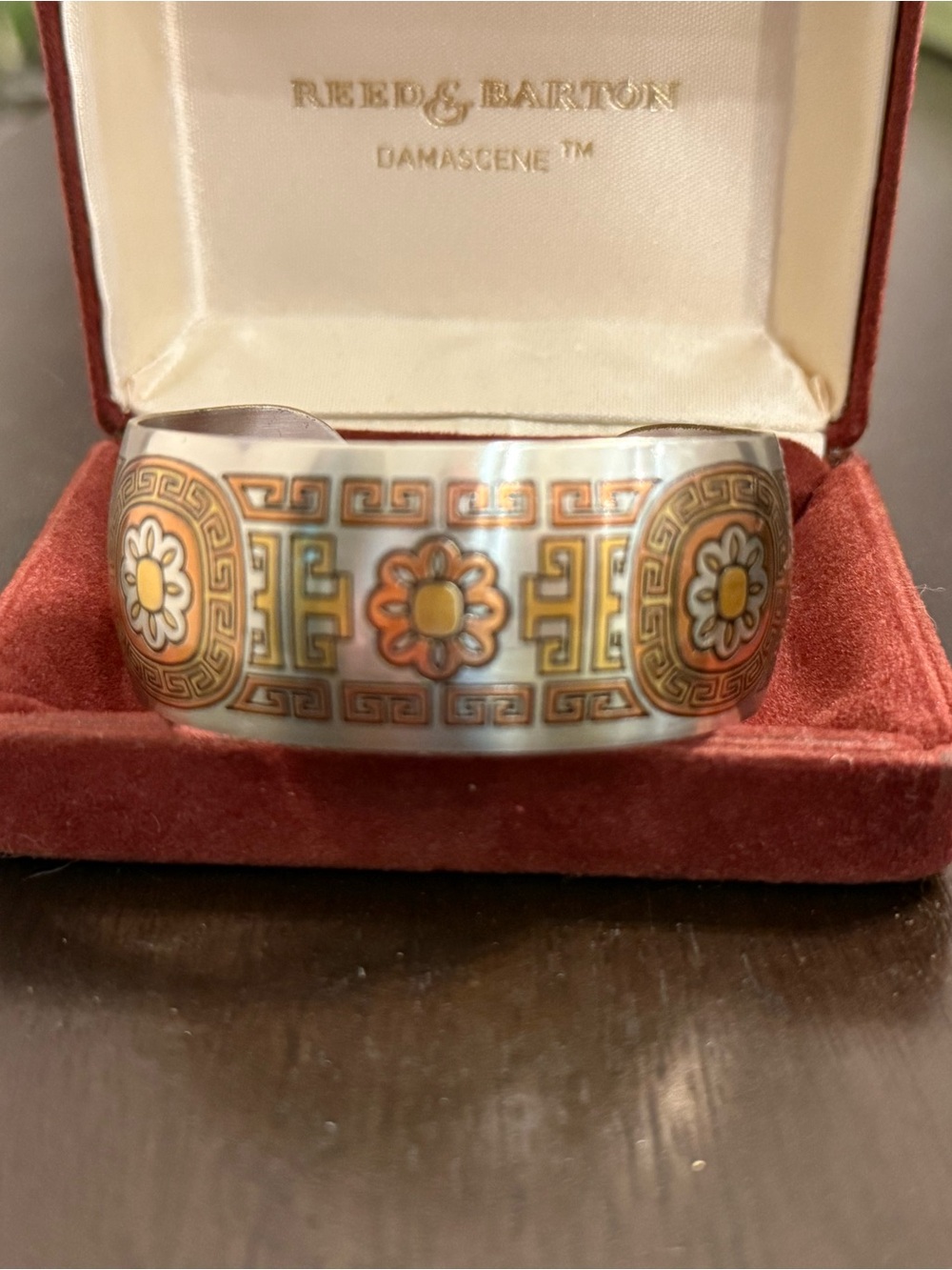 Reed & Barton Damascene Silver Floral Enamel Bangle and pendant - Multicolor